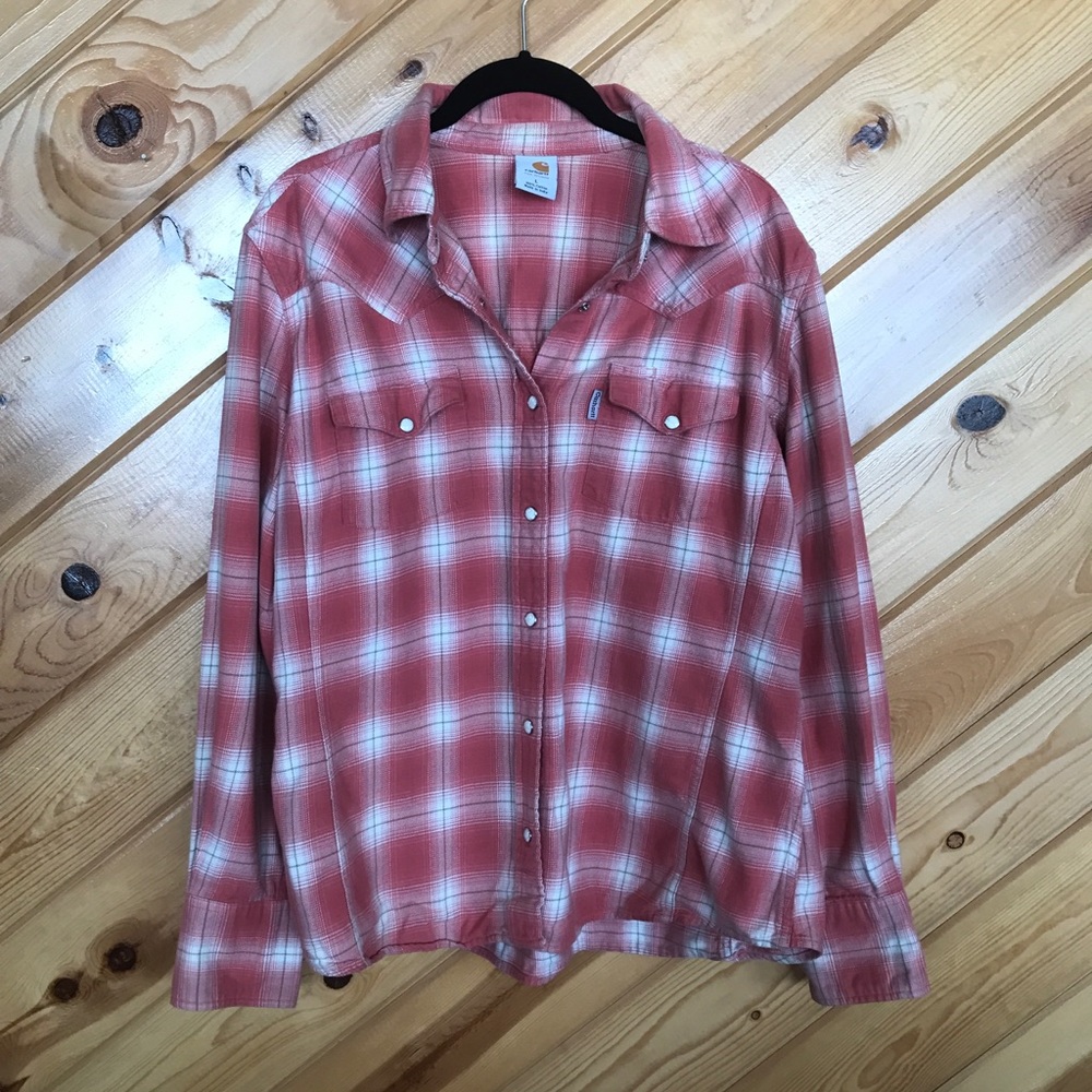 Carhartt for women pink/peach flannel size L